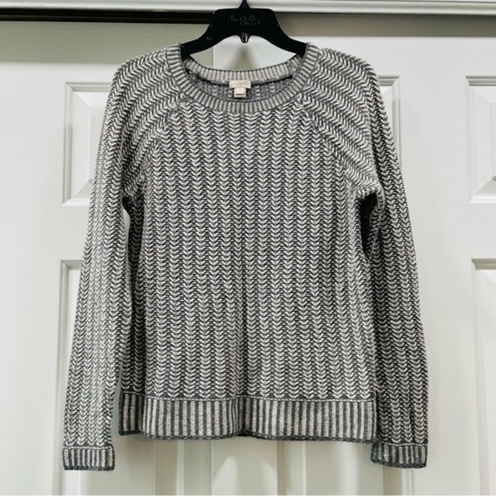 J. Crew Factory Gray and White Wool Blend Sweater Size S
